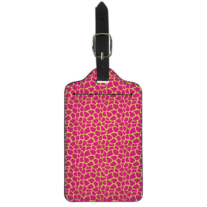 Pink And Yellow Giraffe Pattern Print Luggage Tag