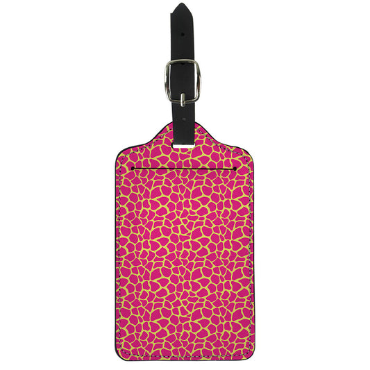 Pink And Yellow Giraffe Pattern Print Luggage Tag