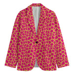 Pink And Yellow Giraffe Pattern Print Men's Blazer