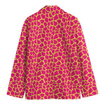 Pink And Yellow Giraffe Pattern Print Men's Blazer