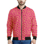 Pink And Yellow Giraffe Pattern Print Men's Bomber Jacket