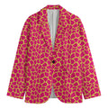 Pink And Yellow Giraffe Pattern Print Men's Cotton Blazer