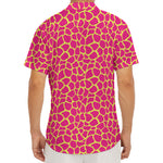 Pink And Yellow Giraffe Pattern Print Men's Deep V-Neck Shirt