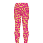 Pink And Yellow Giraffe Pattern Print Men's leggings