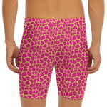 Pink And Yellow Giraffe Pattern Print Men's Long Boxer Briefs