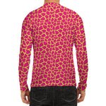 Pink And Yellow Giraffe Pattern Print Men's Long Sleeve Rash Guard