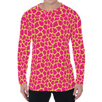 Pink And Yellow Giraffe Pattern Print Men's Long Sleeve T-Shirt