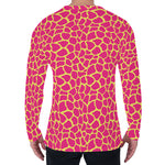 Pink And Yellow Giraffe Pattern Print Men's Long Sleeve T-Shirt