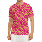 Pink And Yellow Giraffe Pattern Print Men's Short Sleeve Rash Guard