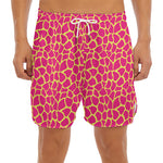 Pink And Yellow Giraffe Pattern Print Men's Split Running Shorts