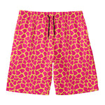 Pink And Yellow Giraffe Pattern Print Men's Swim Trunks