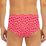 Pink And Yellow Giraffe Pattern Print Men's Triangle Swim Briefs