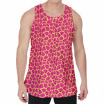 Pink And Yellow Giraffe Pattern Print Men's Velvet Tank Top