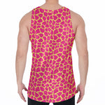 Pink And Yellow Giraffe Pattern Print Men's Velvet Tank Top