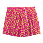 Pink And Yellow Giraffe Pattern Print Mesh Shorts