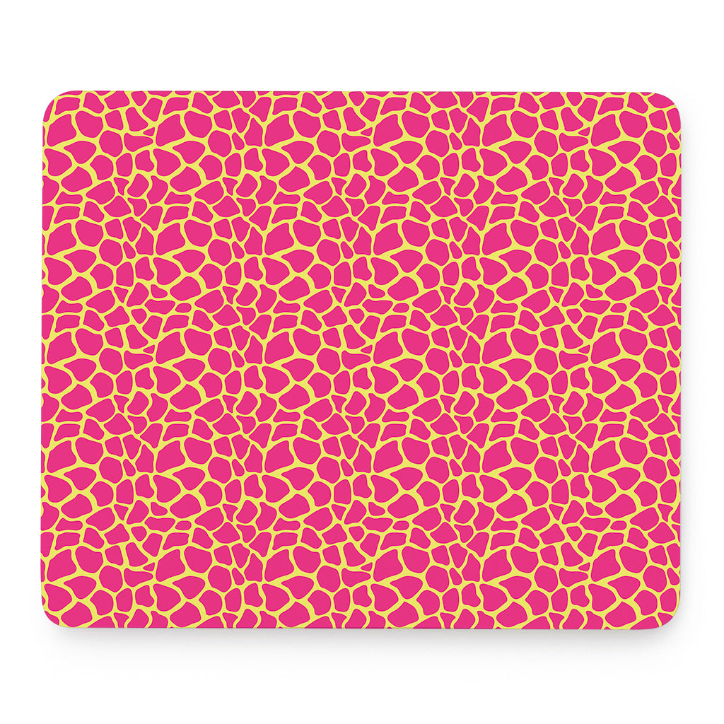 Pink And Yellow Giraffe Pattern Print Mouse Pad