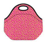 Pink And Yellow Giraffe Pattern Print Neoprene Lunch Bag