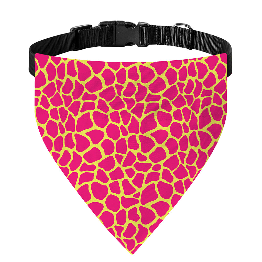 Pink And Yellow Giraffe Pattern Print Over The Collar Dog Bandana