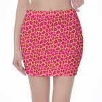 Pink And Yellow Giraffe Pattern Print Pencil Mini Skirt