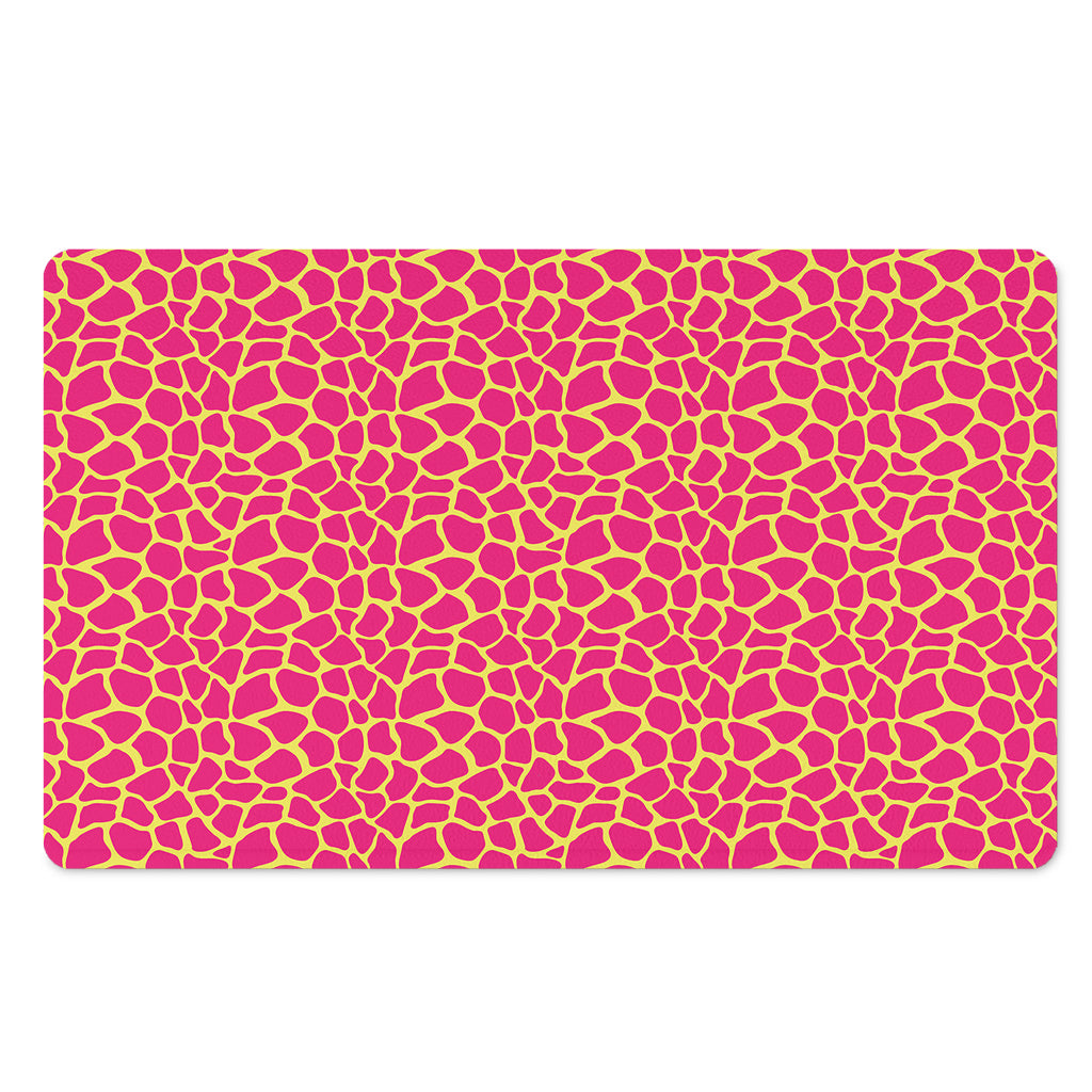 Pink And Yellow Giraffe Pattern Print Polyester Doormat
