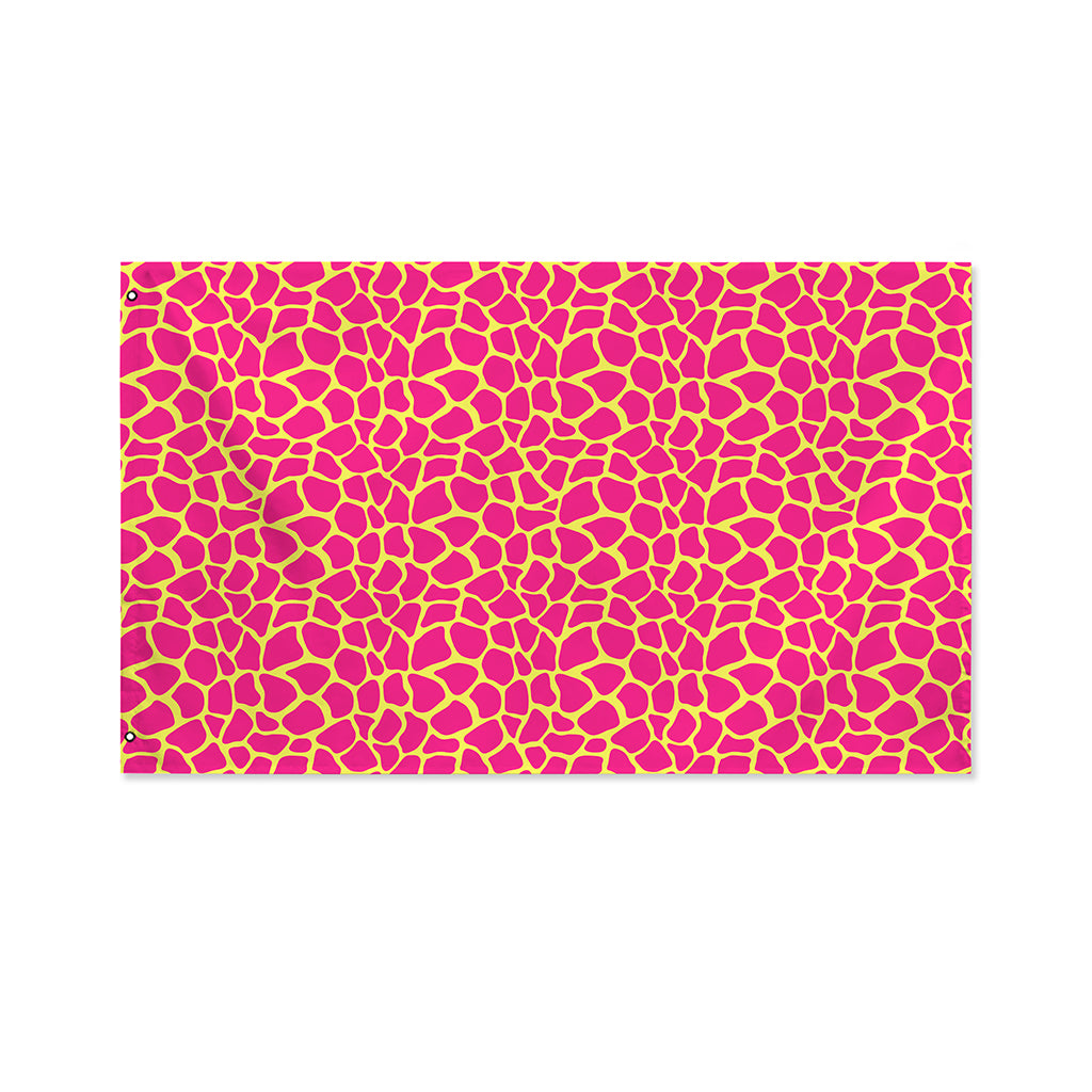Pink And Yellow Giraffe Pattern Print Polyester Flag