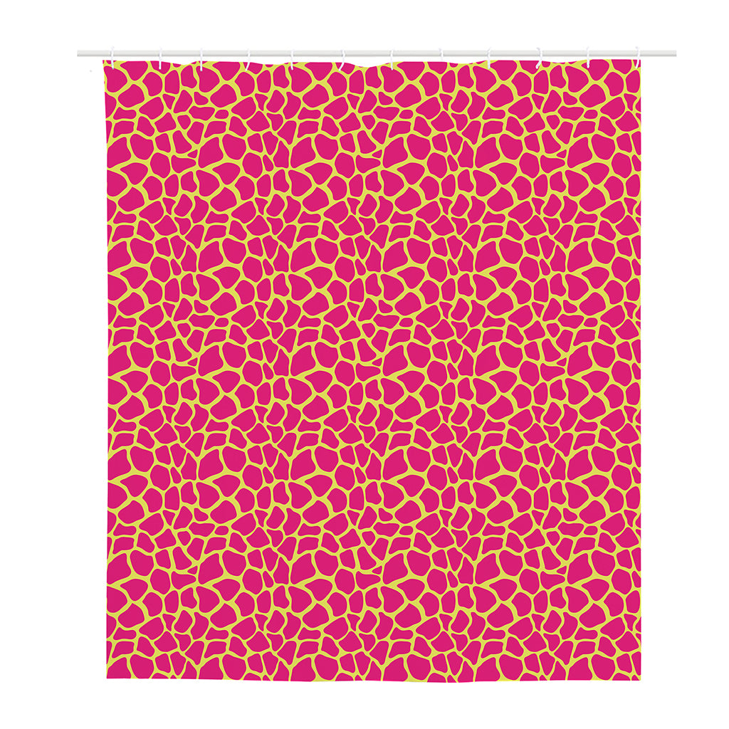 Pink And Yellow Giraffe Pattern Print Polyester Shower Curtain