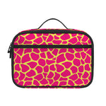 Pink And Yellow Giraffe Pattern Print Portable Lunch Bag