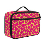 Pink And Yellow Giraffe Pattern Print Portable Lunch Bag