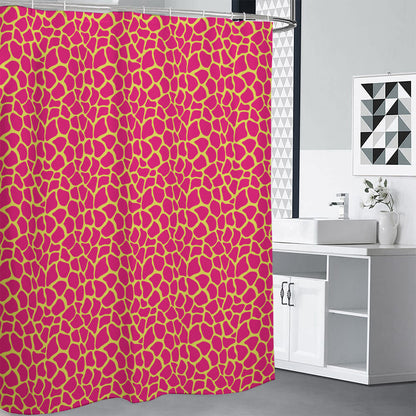 Pink And Yellow Giraffe Pattern Print Premium Shower Curtain