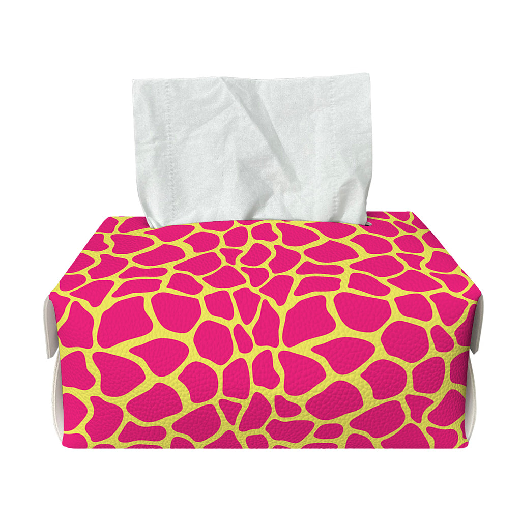 Pink And Yellow Giraffe Pattern Print Rectangle Tissue Box Cover
