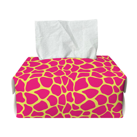 Pink And Yellow Giraffe Pattern Print Rectangle Tissue Box Cover