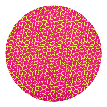 Pink And Yellow Giraffe Pattern Print Round Blanket