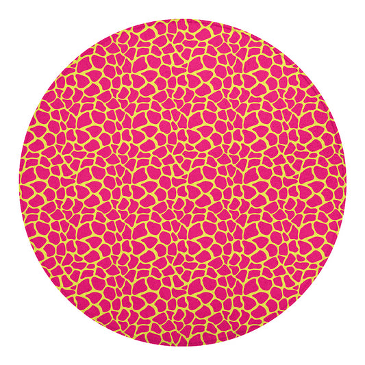 Pink And Yellow Giraffe Pattern Print Round Blanket