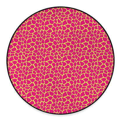 Pink And Yellow Giraffe Pattern Print Round Floor Mat