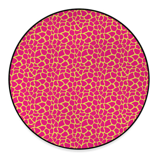 Pink And Yellow Giraffe Pattern Print Round Floor Mat