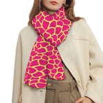 Pink And Yellow Giraffe Pattern Print Scarf