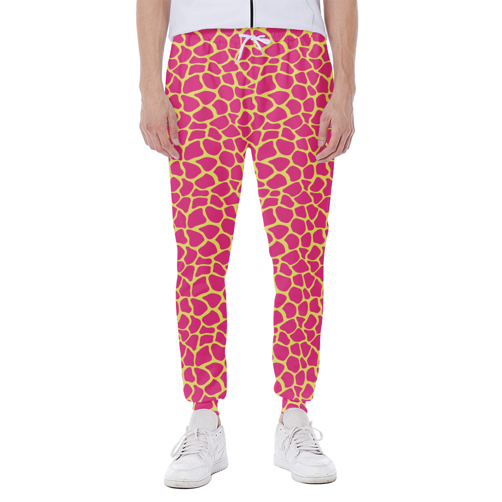 Pink And Yellow Giraffe Pattern Print Scuba Joggers