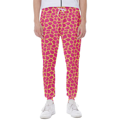 Pink And Yellow Giraffe Pattern Print Scuba Joggers