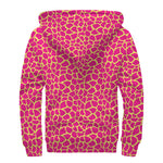 Pink And Yellow Giraffe Pattern Print Sherpa Lined Zip Up Hoodie