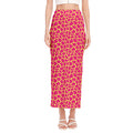 Pink And Yellow Giraffe Pattern Print Side Slit Maxi Skirt