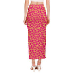 Pink And Yellow Giraffe Pattern Print Side Slit Maxi Skirt