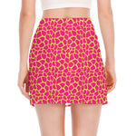 Pink And Yellow Giraffe Pattern Print Side Slit Mini Skirt
