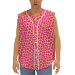 Pink And Yellow Giraffe Pattern Print Sleeveless Baseball Jersey