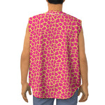Pink And Yellow Giraffe Pattern Print Sleeveless Baseball Jersey