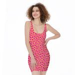 Pink And Yellow Giraffe Pattern Print Sleeveless Bodycon Dress