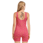 Pink And Yellow Giraffe Pattern Print Sleeveless One Piece Swimsuit