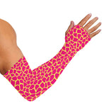 Pink And Yellow Giraffe Pattern Print Sun Protection Arm Sleeves