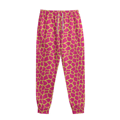 Pink And Yellow Giraffe Pattern Print Sweatpants