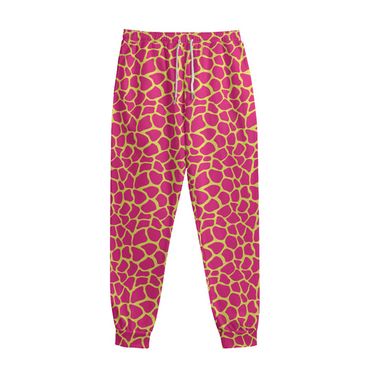 Pink And Yellow Giraffe Pattern Print Sweatpants