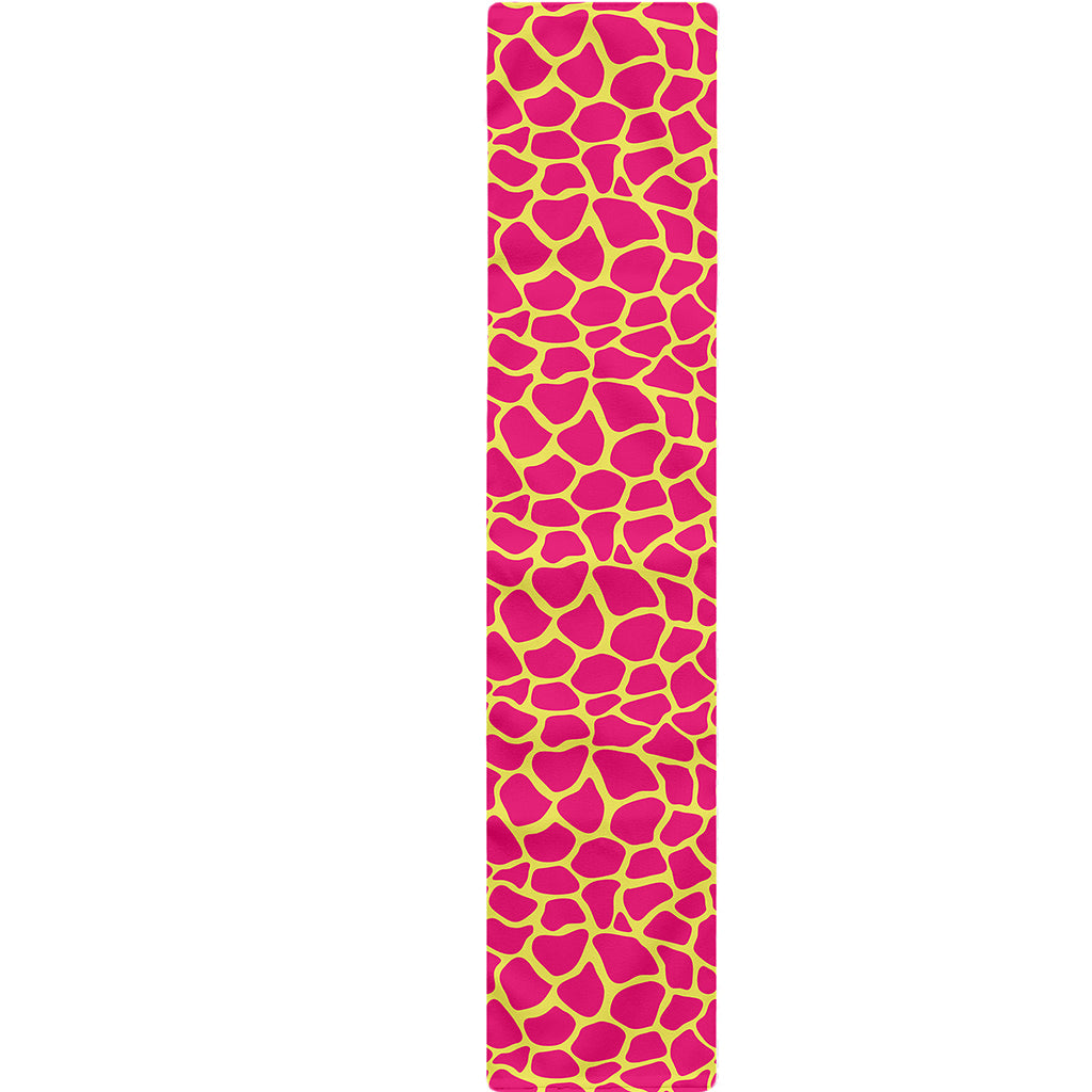 Pink And Yellow Giraffe Pattern Print Table Runner
